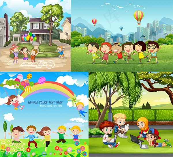 卡通儿童插画设计矢量素材ai矢量模版下载