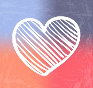 白色手绘斜纹爱心