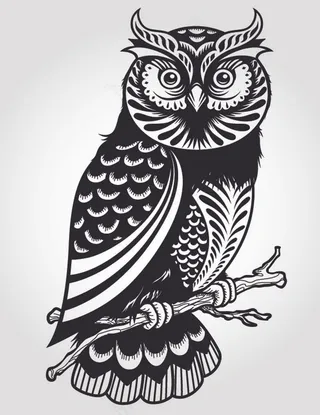 精致的猫头鹰剪纸矢量素材