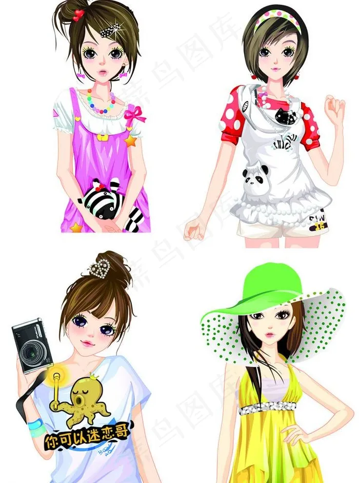 qq秀可爱女孩图片psd模版下载