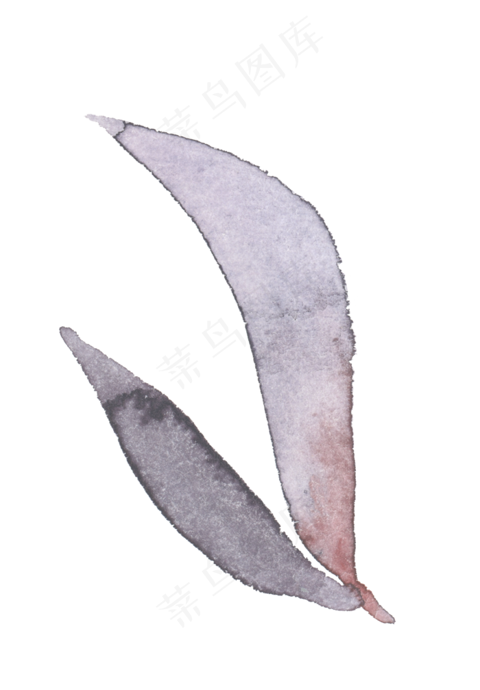 手绘水墨水彩花朵树叶png免扣设计...
