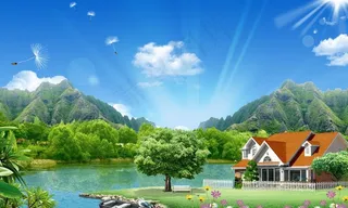 蓝天白云草地图片