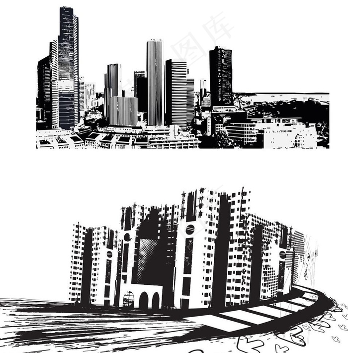 楼房 线条 矢量图片