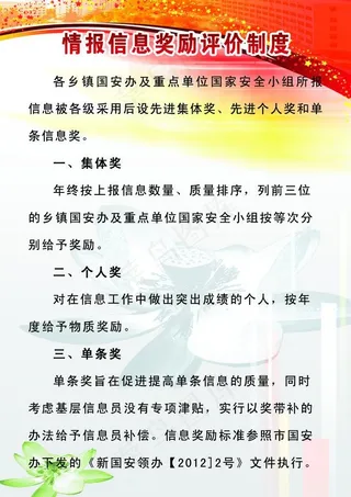 情报信息奖励评价制度图片