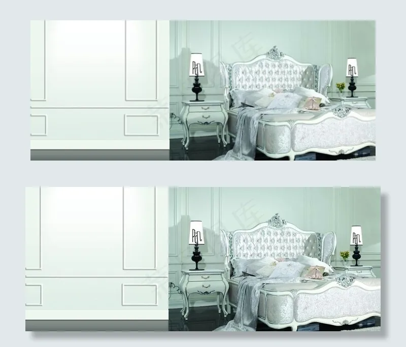 欧式白色卧室室内场景图片