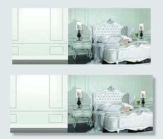 欧式白色卧室室内场景图片