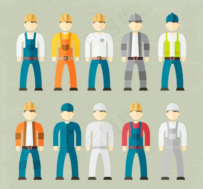 卡通工人造型ai矢量模版下载