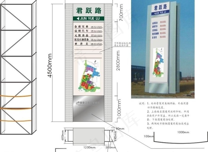 户外不锈钢指示牌图片cdr矢量模版下载