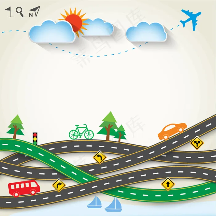 创意公路旅游剪贴画矢量图
