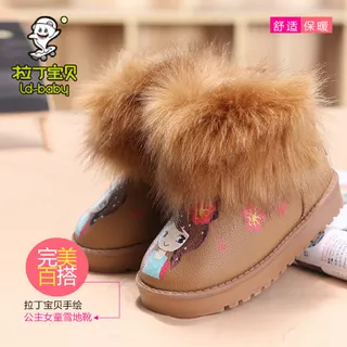 淘宝真皮兔毛儿童冬靴