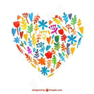 树叶组成的爱心矢量图