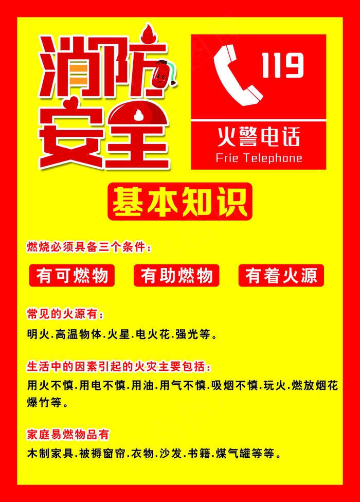消防基本知识展板cdr矢量模版下载