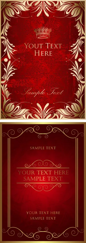 欧式金色花纹华丽黄金色花边边框矢量...