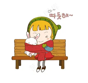 女孩用围巾包裹住兔子图片
