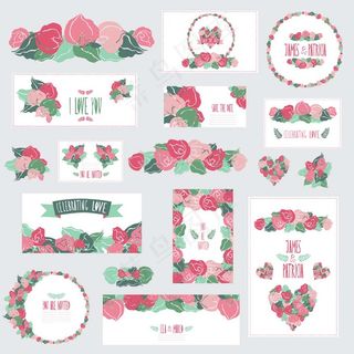 水粉花朵婚礼卡片模板下载