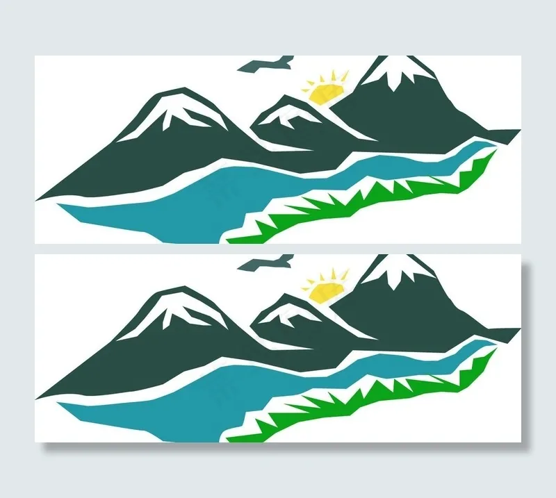 山水画图片ai矢量模版下载