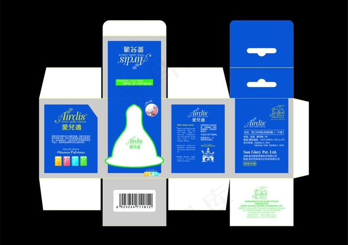 奶嘴包装盒图片cdr矢量模版下载