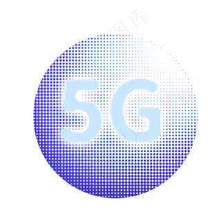 5G蓝色科技风圆形卡通素材下载,免抠元素