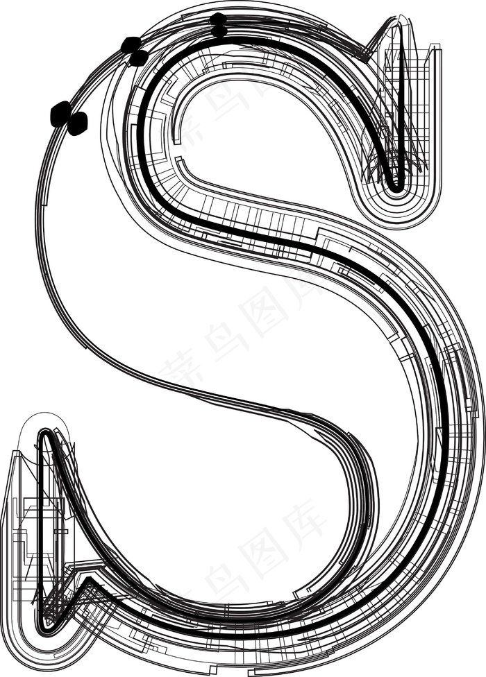 字体的字母S技术eps,ai矢量模版下载