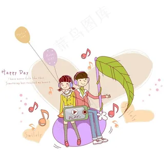 一起听音乐的情侣图片