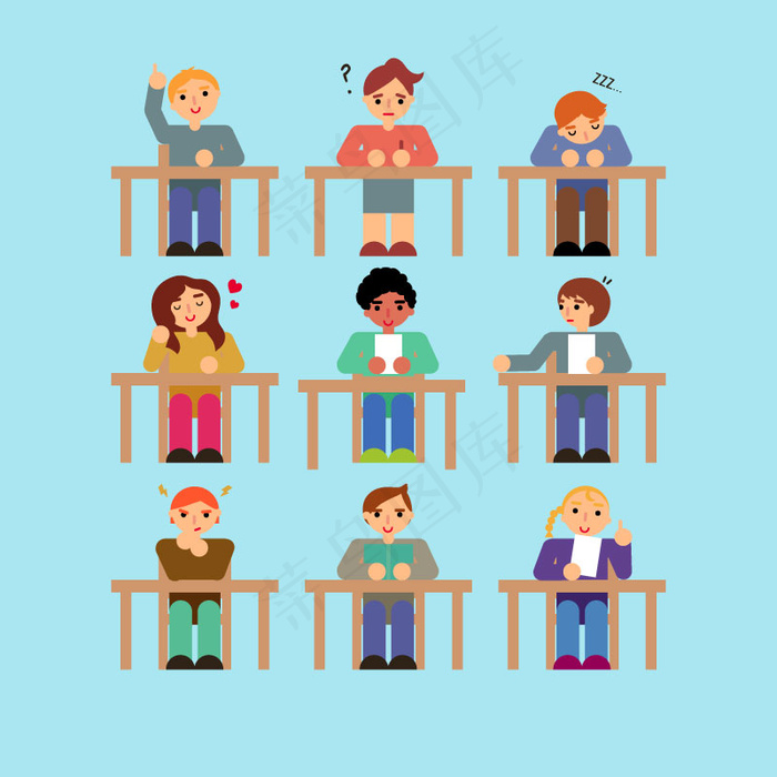 9款课堂学生设计矢量素材