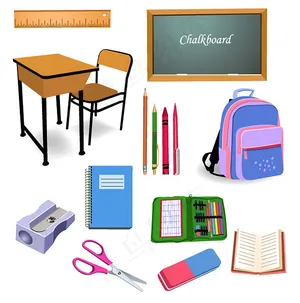 小学生文具用品矢量素材