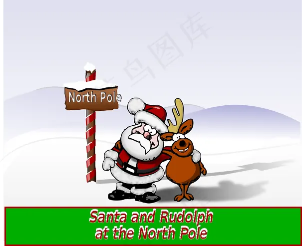 在北极的圣诞老人和鲁道夫