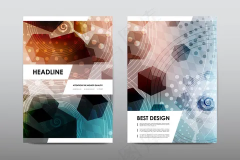 彩色线条多边形传单图片