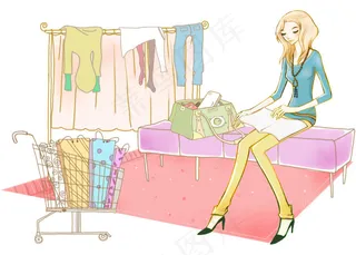 美女和购物车