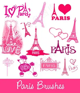 PS笔刷手绘巴黎铁塔