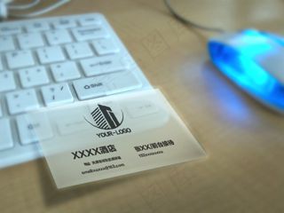 透明名片样机 标志智能贴图