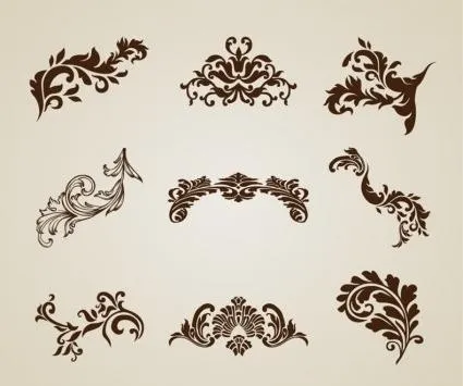 老式的美丽的设计元素矢量集eps,ai矢量模版下载