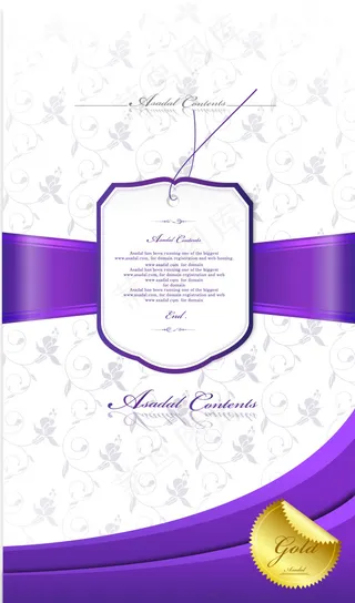 紫色彩带的祝福卡AI失量文件