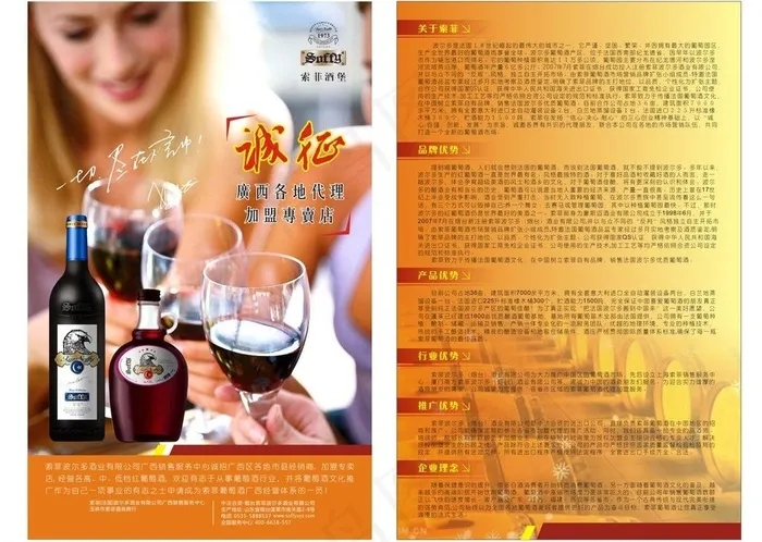 索菲红酒招商广告图片cdr矢量模版下载