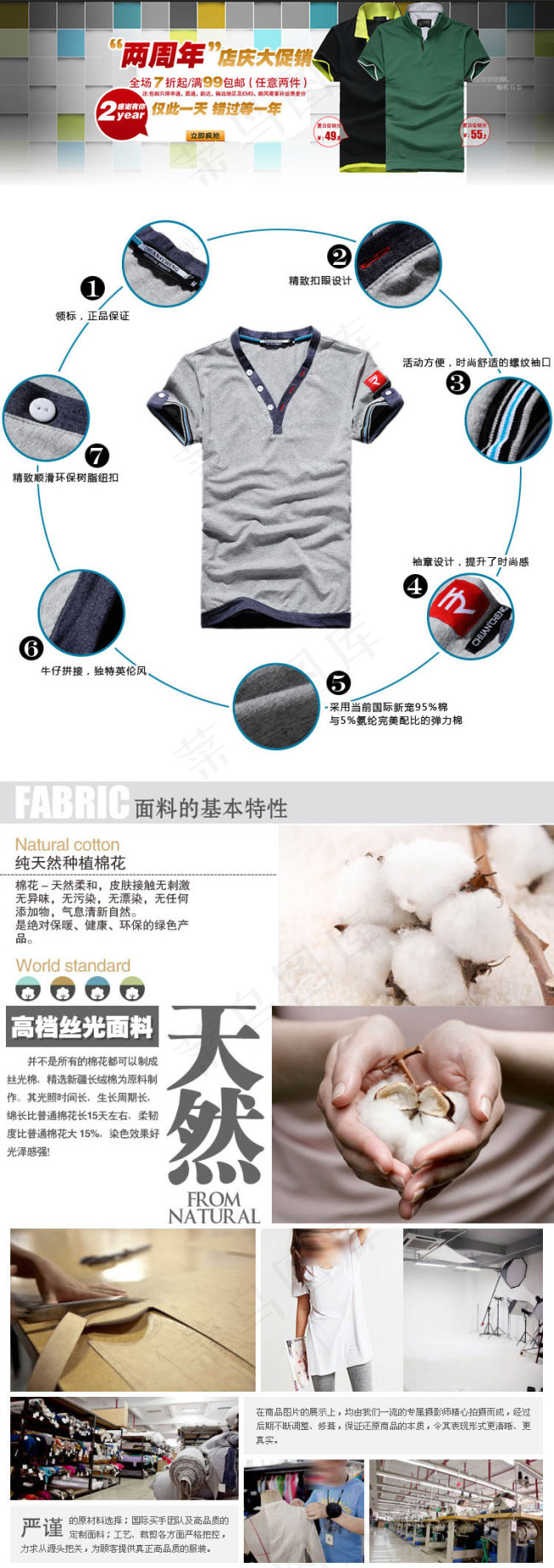 T恤详情页设计psd模版下载