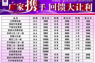 富安娜价格牌图片