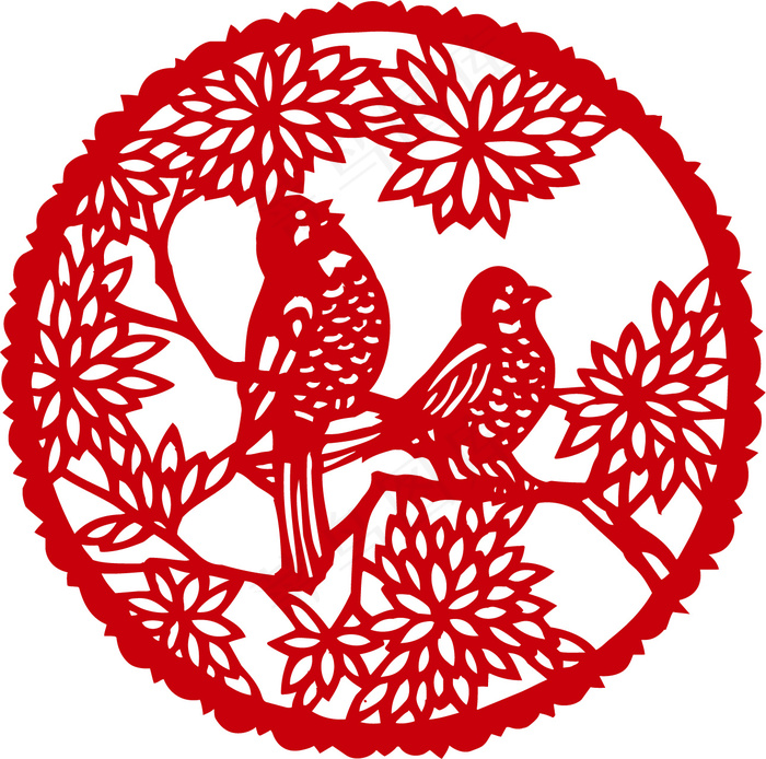 中国古典剪纸窗花矢量素材ai矢量模版下载