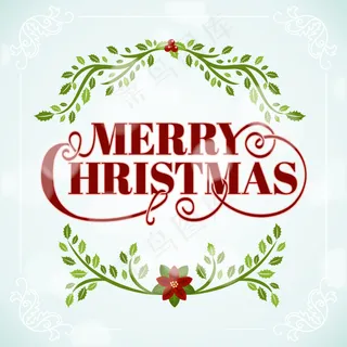 槲寄生枝条圣诞卡矢量素材