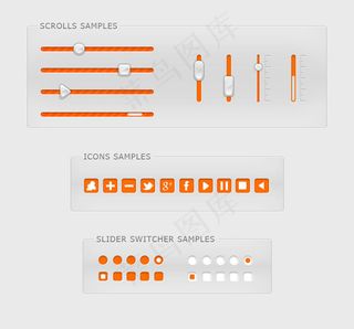 网页进度条和关注图标PSD分层素材