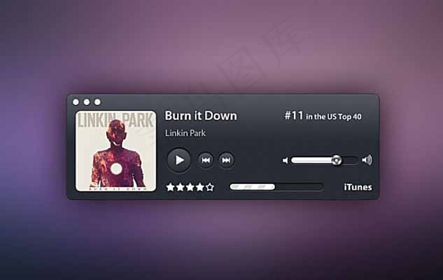 网页音乐播放器UI素材psd模版下载