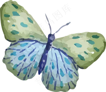 水彩蝴蝶手绘彩色蝴蝶免抠png素材