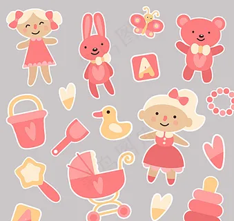 粉色婴儿玩具矢量素材图片