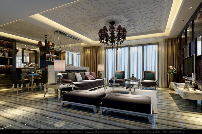 高档豪华型客厅效果图