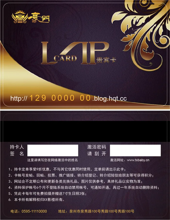 豪门婚纱摄影贵宾卡ai矢量模版下载