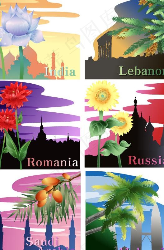 国家与鲜花图片