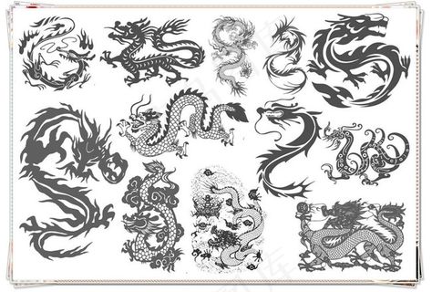 12款中国风龙纹图案笔刷