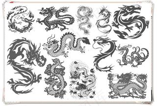 12款中国风龙纹图案笔刷