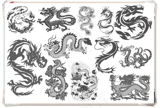 12款中国风龙纹图案笔刷