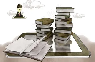 平板电脑和图书图片