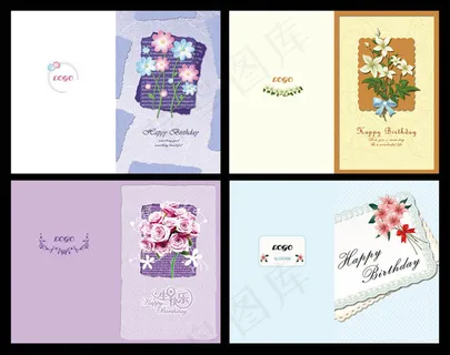 韩国花纹生日卡片设计PSD素材